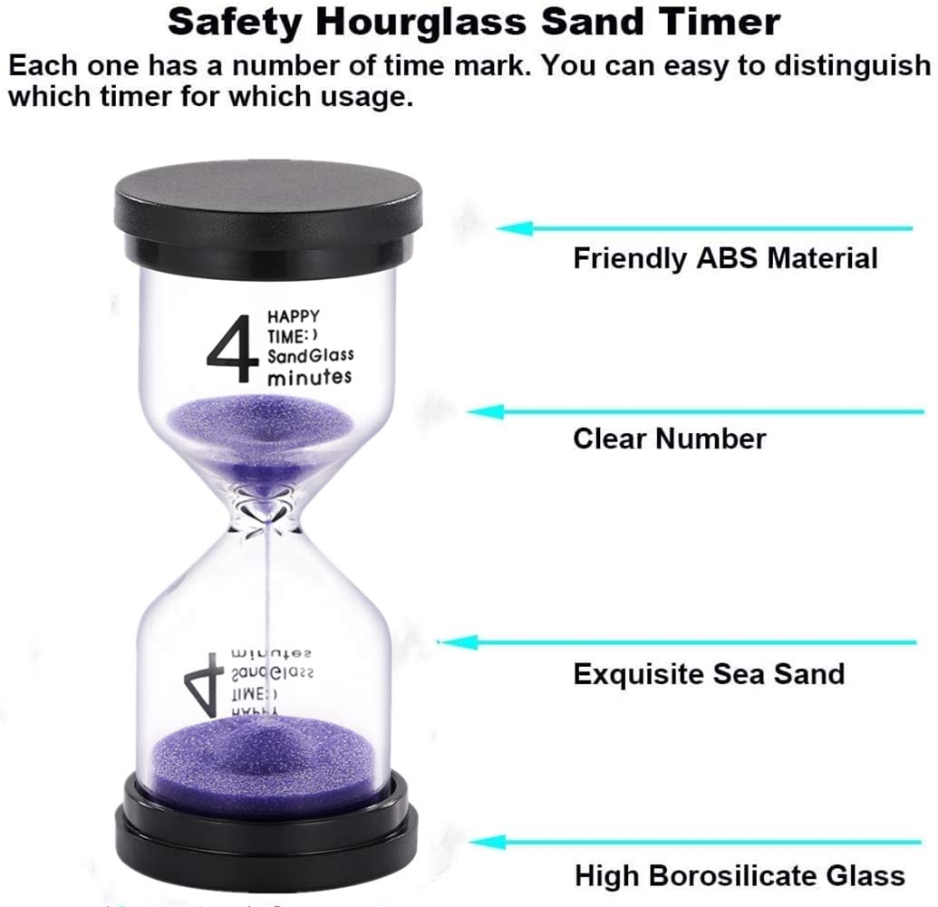 Suliao Hourglass 4 Minute Sand Timer: Colorful Sand Watch 4 Min, Small Purple Sand Clock, Plastic Hour Glass Sandglass For Kids,